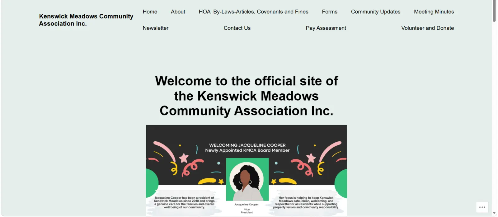 Kenswick Meadows Community Association live website homepage