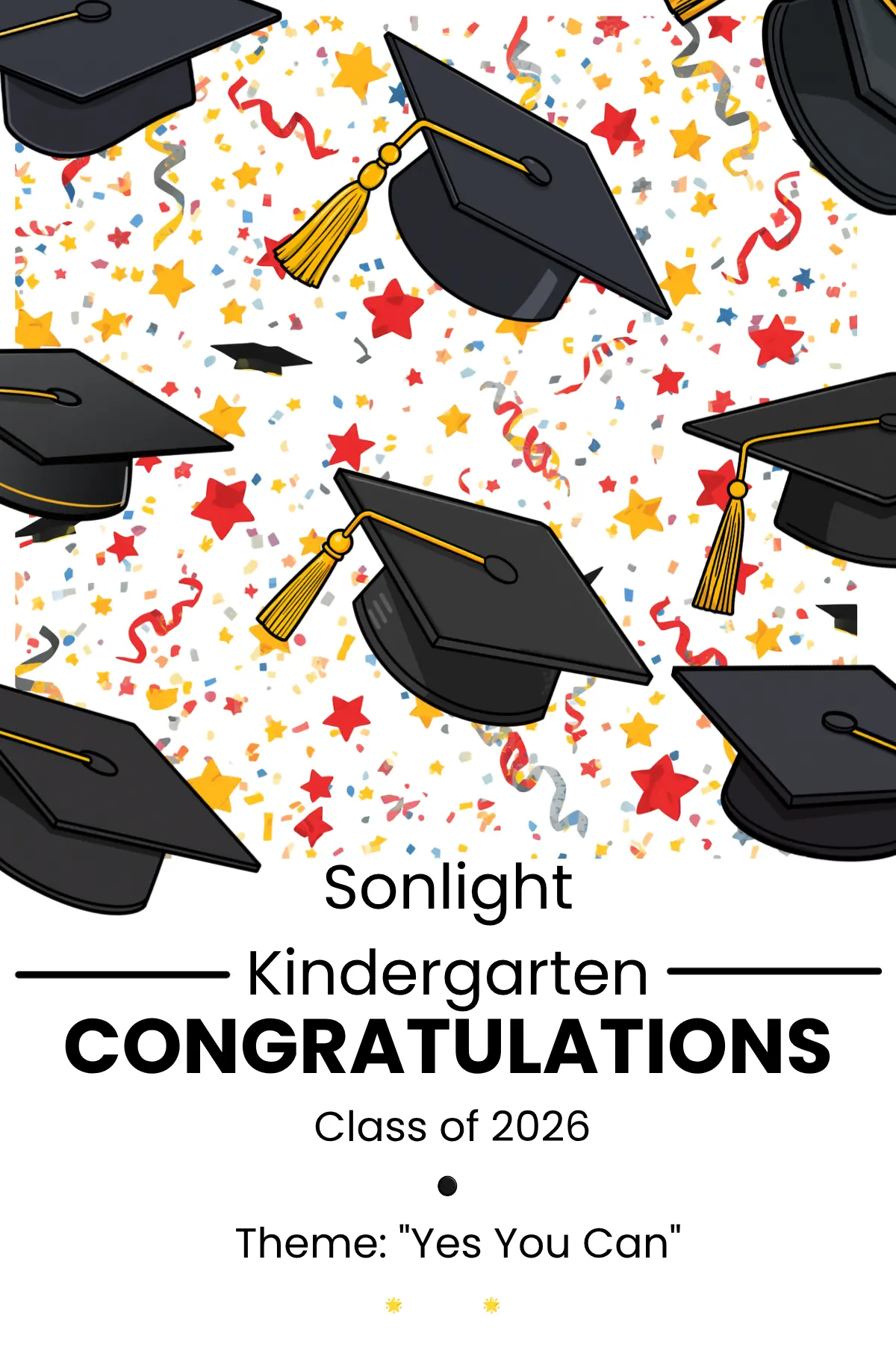Sonlight Kindergarten Class of 2026 graduation congratulations poster